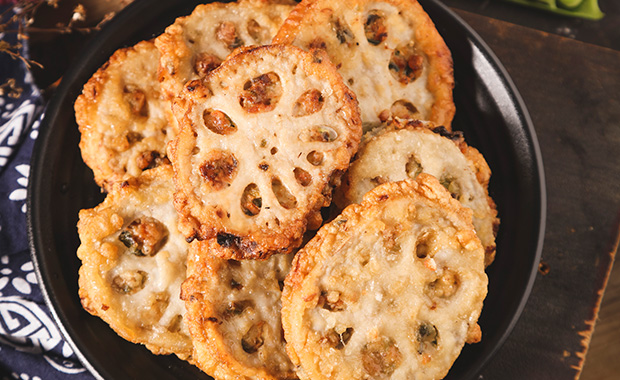 Fried lotus root slices