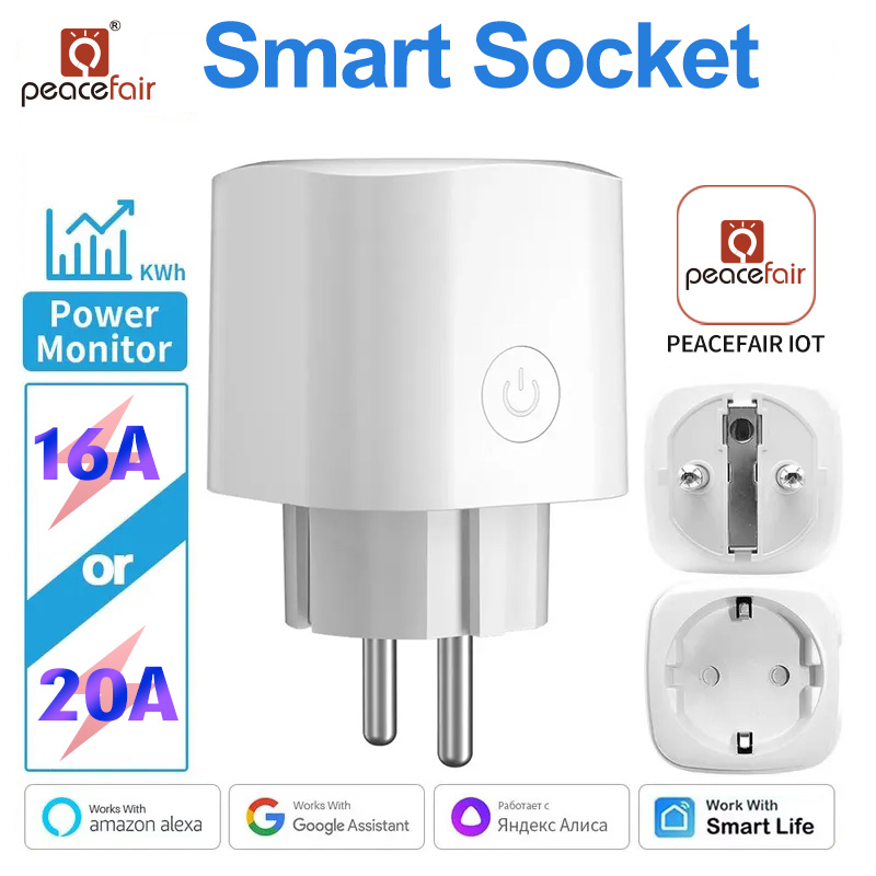TUYA Smart Plug WiFi Socket EU With Power Monitor Timing Function Voice Control Works With Alexa GoogleHome