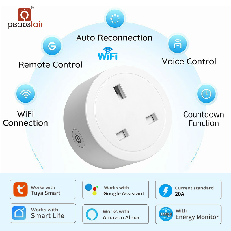 16A UK Smart Home Zigbee Wireless Remote Control Wifi Smart Electric Outlet Power Socket Plug Compatible Alexa Google Home