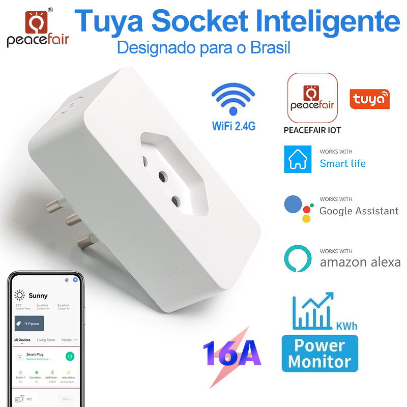 Tuya Smart Life APP Controlled Home Use Intelligent Socket Brazil Smart Plug with WiFi